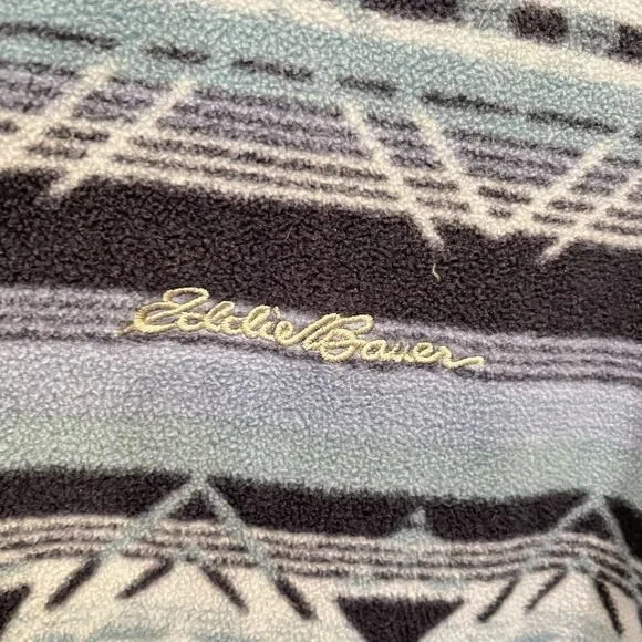 Eddie Bauer Quest Fleece Blue Aztec 1/4 Zip Pullover Sweater Medium - Picture 3 of 9